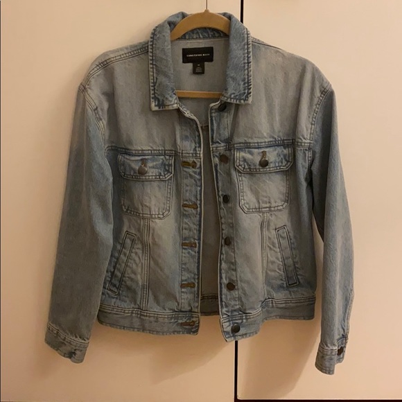 something navy denim jacket